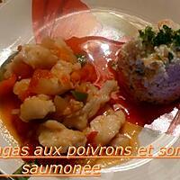 recette PANGAS AUX POIVRONS ET SON RIZ SAUMONEE