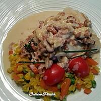 recette Dos de cabillaud sauce fromage et aux crevettes grises