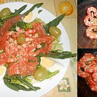 recette ASSIETTE DE SAUMON CREVETTES MARINEES A L'ORANGE