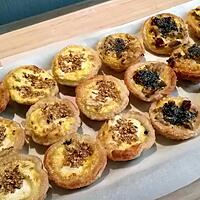 recette Mini quiche apero chevre pruneaux et thon olives