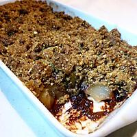 recette Crumble noisettes, poires et chocolat.