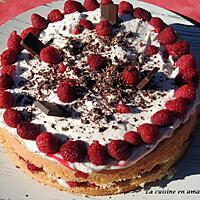 recette Génoise garnie framboises et mascarpone