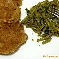 recette Escalope de veau panées et haricots verts à l'ail