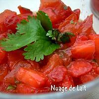 recette TARTARE de FRAISES et TOMATES à la CORIANDRE