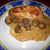 recette Blanc de poulet à la crème aux champignons.