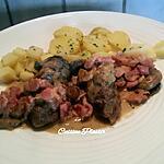 recette Joues de porc lardons moutarde champignons crème