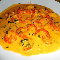 recette CREVETTES SAUCE CREME SAFRANEE