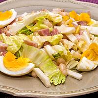 recette Salade de haricots blancs au jambon, oeufs et radis noir