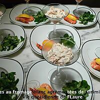 recette Verrines au fromage blanc agrémentées de surimi et saumon