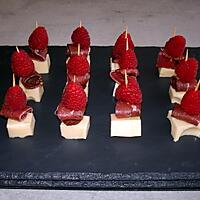 recette mini brochettes de  gouda  magret et framboise