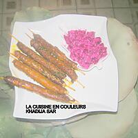 recette Brochettes de merguez au four/betteraves au fromage de brebis