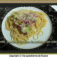 recette Spaghetti, bacon et fondue de poireaux au maroilles