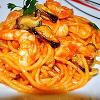 recette Spaghetti  Crevettes Moules