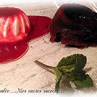 recette PANNA COTTA - COULIS FRAMBOISE / FONDANT CHOCOLAT