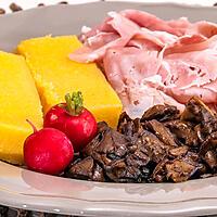 recette Assiette de polenta, cèpes et chiffonnade de jambon