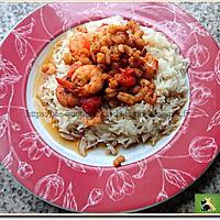 recette Crevettes pimentées sur un lit de riz parfumé