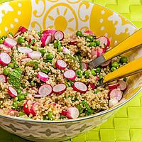 recette Semoule en salade aux asperges, radis, petits pois et menthe