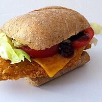 recette "Chicken and cheddar burger " hamburger au poulet frit et cheddar