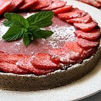 recette Tarte aux fraises avec son curd de fraises, Bio, sans gluten, sans lait et sans oeufs