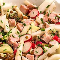 recette Salade de lentilles au chou rave, jambon et radis