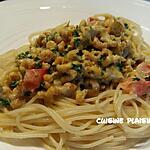recette Spaghetti aux crevettes grises sauce curry