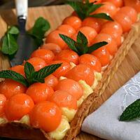 recette Tarte estivale aux billes de melon marinées dans du Floc de Gascogne