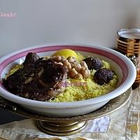 recette M'HAWER M'ZAAFER BEL BNEDAQS COUSCOUS AU SAFRAN ET BOULETTES RÔTIES CUISINE ALGÉRIENNE CUISINE BÔNOISE