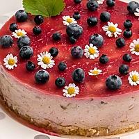 recette Cheesecake à la rhubarbe et aux framboises