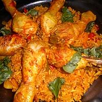 recette Pilons de poulet riz pilaf aux poivrons