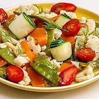 recette Salade de chou fleur, truite, concombre, tomate et aneth