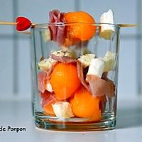 recette Verrine de billes de melon, mozzarella et jambon