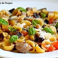 recette Orecchiette, saucisse et aubergine