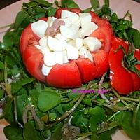 recette SALADE FRAÎCHEUR (Tomate, Cresson, Mozzarella).