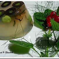 recette ** Aspic aux petits pois, olives, herbes fraîches (mélisse et fenouil) & oeuf mollet à l'agar-agar **