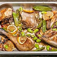 recette Poulet rôti au citron et légumes verts