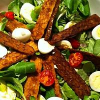 recette Salade de mâche, oeufs de cailles et tempeh snacké