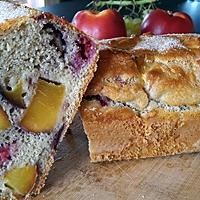 recette Gâteau péches et framboises  sans huile,sans beurre,sans sucre