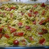 recette gratin tortis tricolore pesto vert, tomate