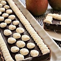 recette Tarte à la gelée de poires, chocolat, chantilly, bio {sans gluten / sans oeufs / sans lait / végétalien}