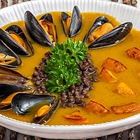 recette Soupe de potimarron aux lentilles et aux moules