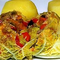 recette Choux farcis aux saumon-poivrons et lardons