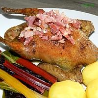 recette Moi le pigeon cuit aux lardons et servi avec un légume ancien, la blette