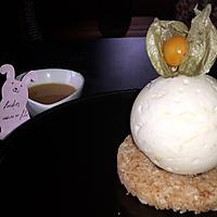 recette Mousse ananas, biscuit coco, coulis passion