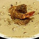 recette Velouté de topinambours châtaignes et gambas panées