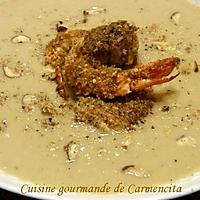 recette Velouté de topinambours châtaignes et gambas panées