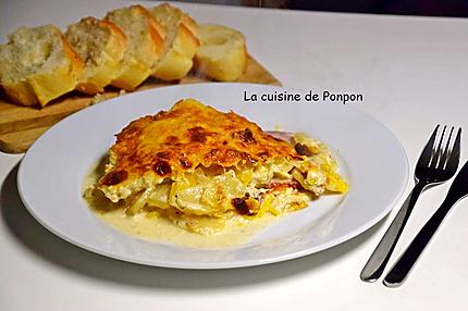 gratin de potiron, p de t, bacon et lardons (10)