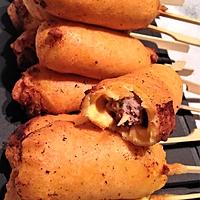 recette Corn-dog beef  "beignet de boeuf haché à la farine de maïs "