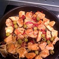 recette Poulet sauté au chorizo, olives et tomates