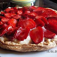 recette Tarte aux fraises et flan patissier