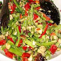 recette Salade d'aubergines, haricots verts et poivron rouge